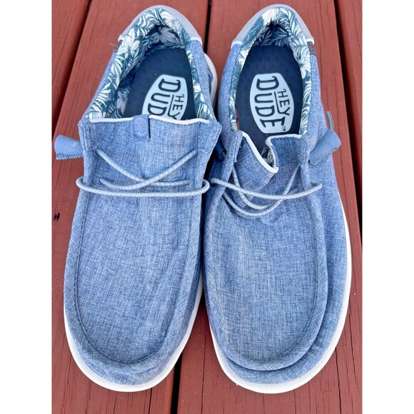 Hey Dude Wally H20 Blue Overcast Men's Shoes Size 8 Surf Casual Slip on Loafers - Picture 2 of 7